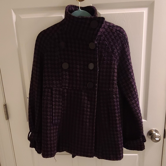 Steve Madden Purple and Black Checkered Coat Jacket Medium - Picture 1 of 6